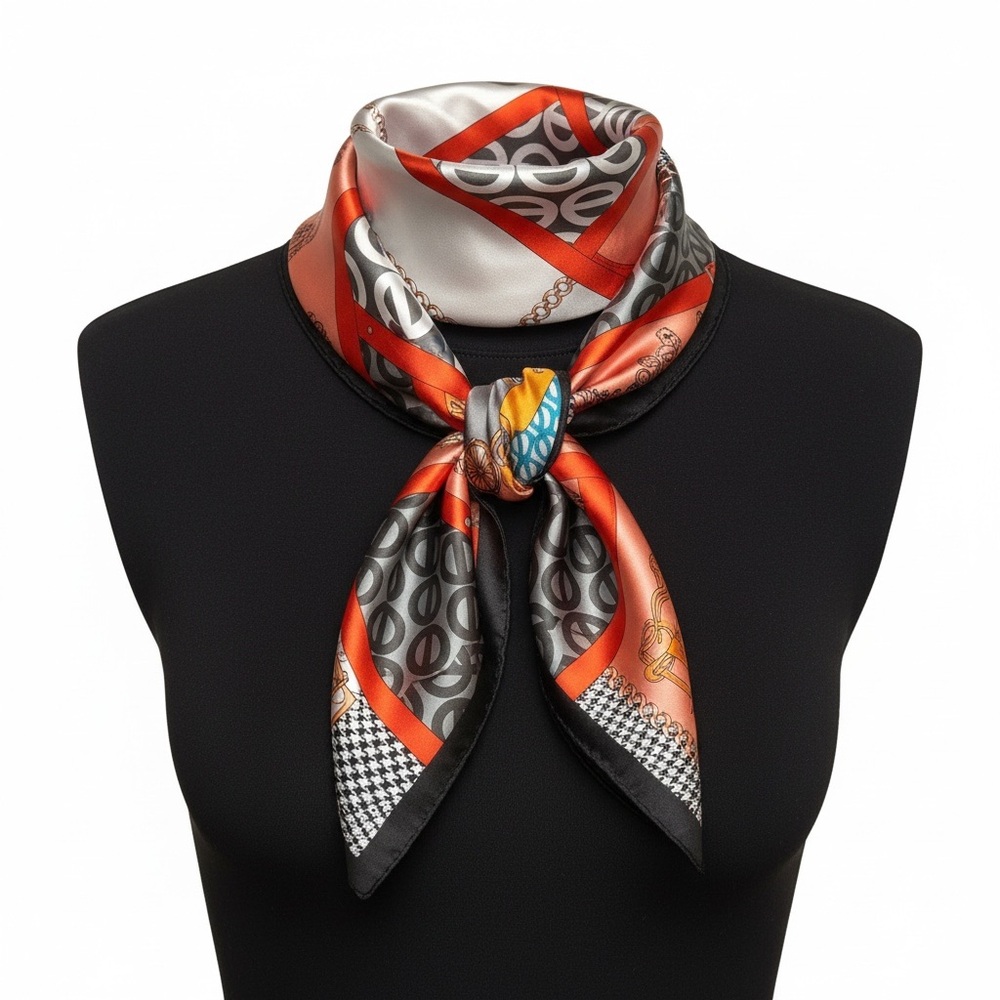 Elegant Multicolor Silky Polyester Scarf - Picture 3 of 8